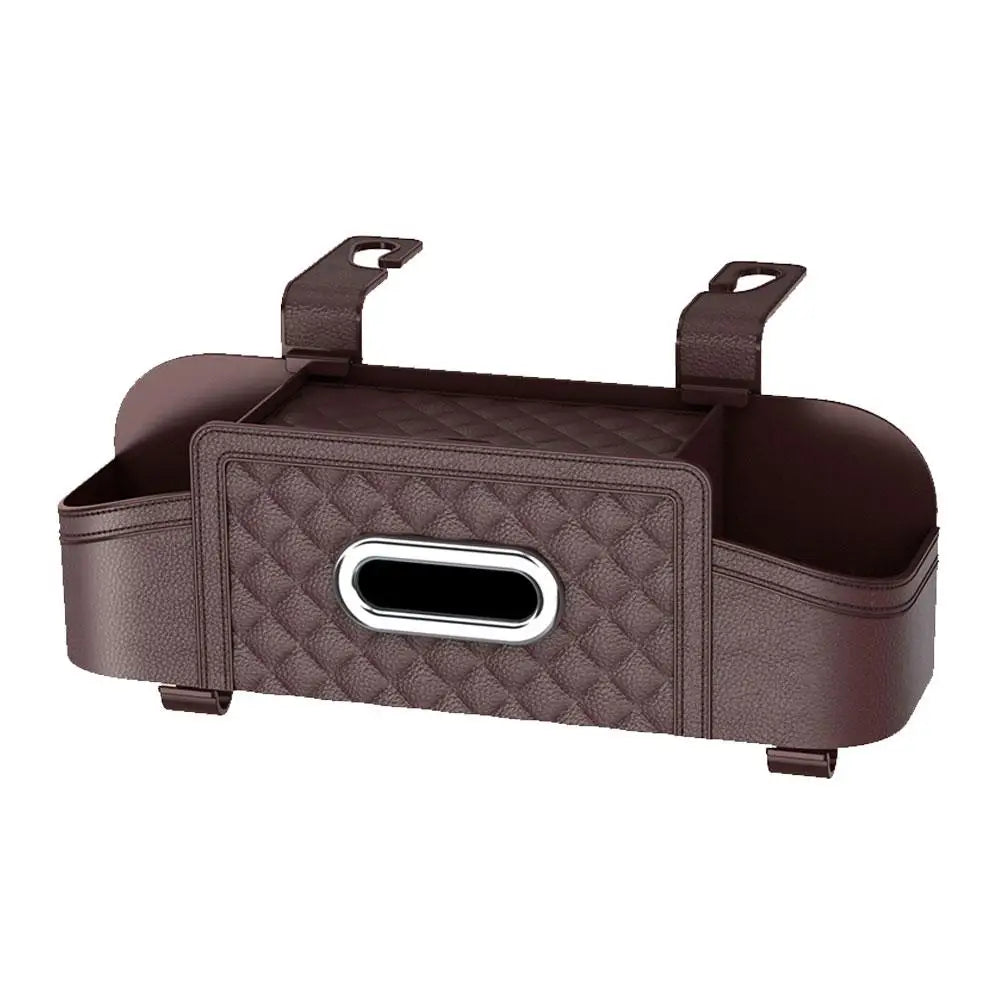 Car Storage Box - Multi-Functional Backseat Organizer with Tissue Box, Cell Phone Holder, and Cup Holder, Custom Fit For Your Cars, Car Accessories - Delicate Leather