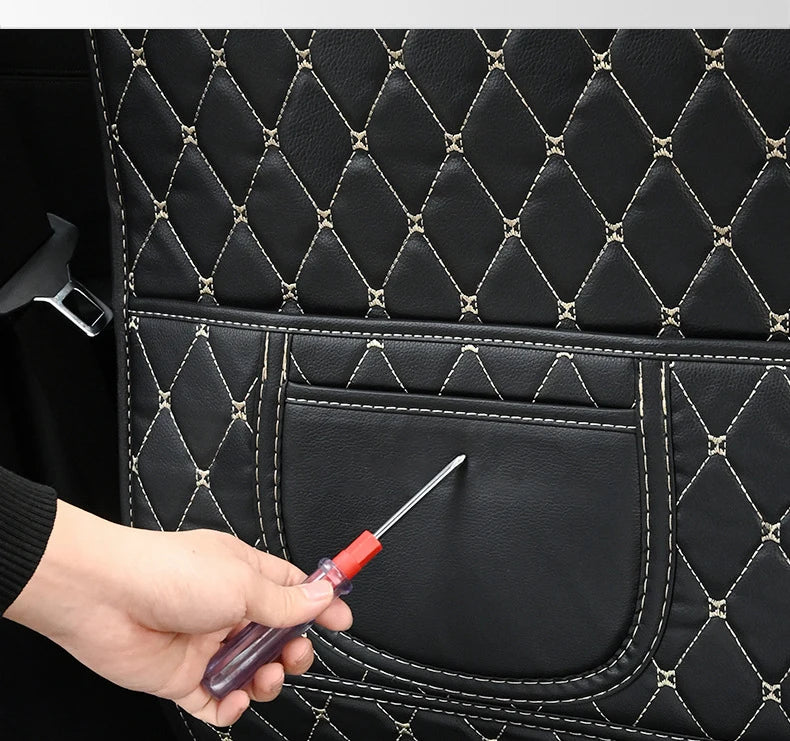 Car Seat Back Anti-Kick Protector Pad - Waterproof PU Leather Cover for Interior Protection and Cleanliness - Delicate Leather