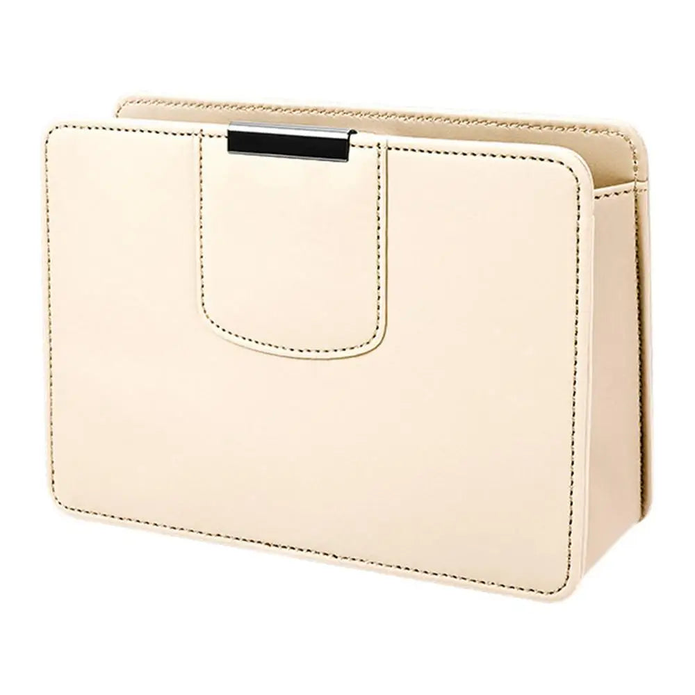 Car Seat Storage Box - Auto Seat Back Organizer with Magnetic Closure Design - Delicate Leather