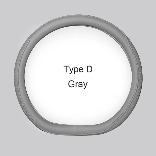 Motopets Car Anti-Slip Leather Steering Wheel Cover - Universal Protective Cover Fashion Style for 38cm Type D Steering Wheels - Delicate Leather