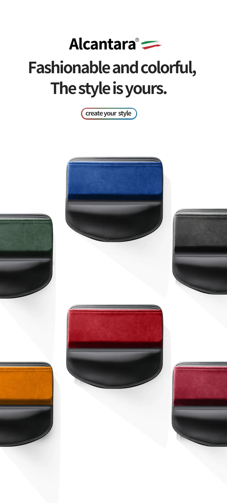 Car Seat Crevice Storage Box for Stowing and Tidying Wallet, Phone, and Cigarette Slit Pocket Storage Bag Interior Accessories - Delicate Leather
