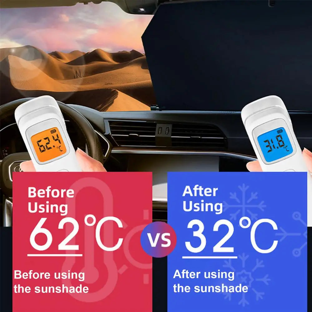Sun Shade for Car Adjustable Double Rod Window Umbrella Retractable Car Windshield Sun Shades Auto Outdoor Accessories - Delicate Leather