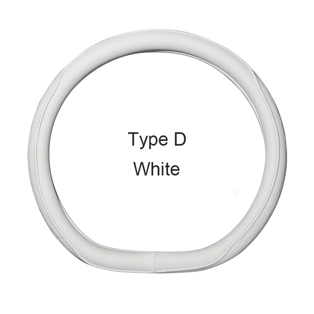 Motopets Car Anti-Slip Leather Steering Wheel Cover - Universal Protective Cover Fashion Style for 38cm Type D Steering Wheels - Delicate Leather