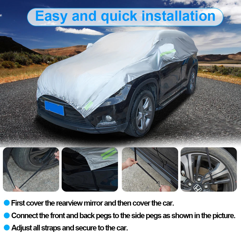 Half Car Cover SUV Car Body Covers - 5.45M x 2.45M Outdoor Indoor Dust-proof UV Resistant Automobile Accessories for Car Care