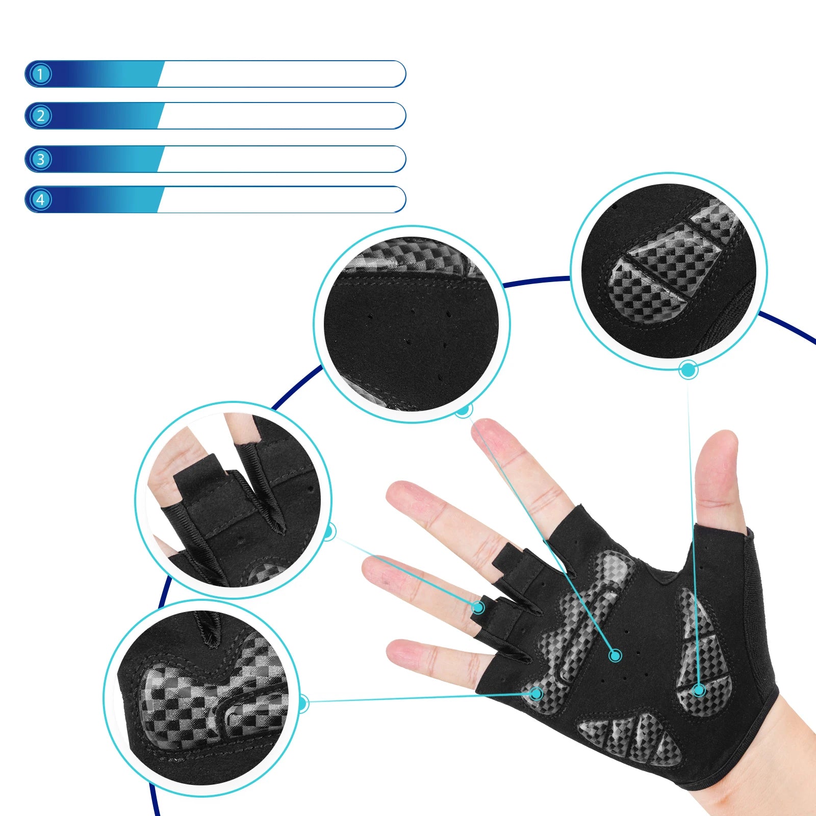 Breathable Bike Gloves - Shock-Absorbing Mountain and Road Cycling Gloves for Men and Women - Delicate Leather