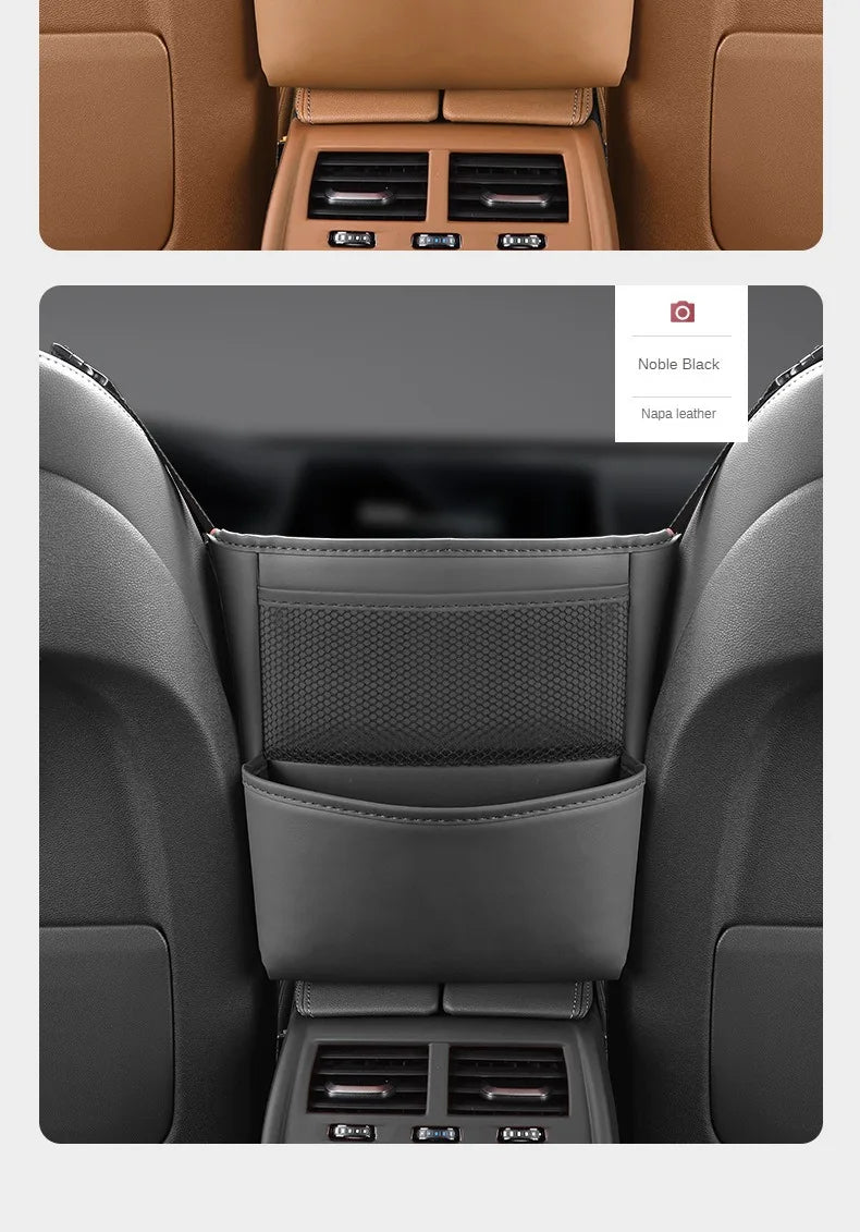 Car Handbag Holder Between Seats - Multifunctional Leather Auto Seat Middle Storage Bag