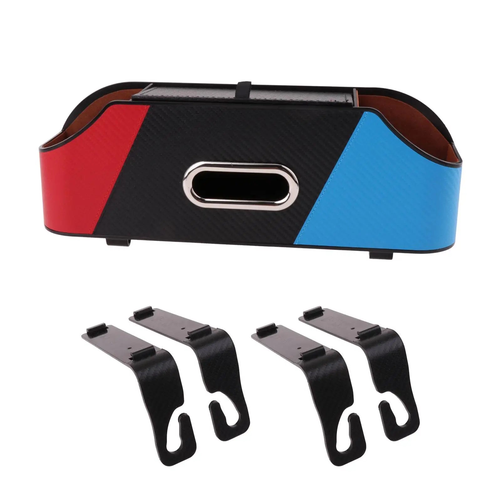 Car Headrest Backseat Organizer with Cup Holders and Tissue Box Holder for Road Trips - 1 PCS - Delicate Leather