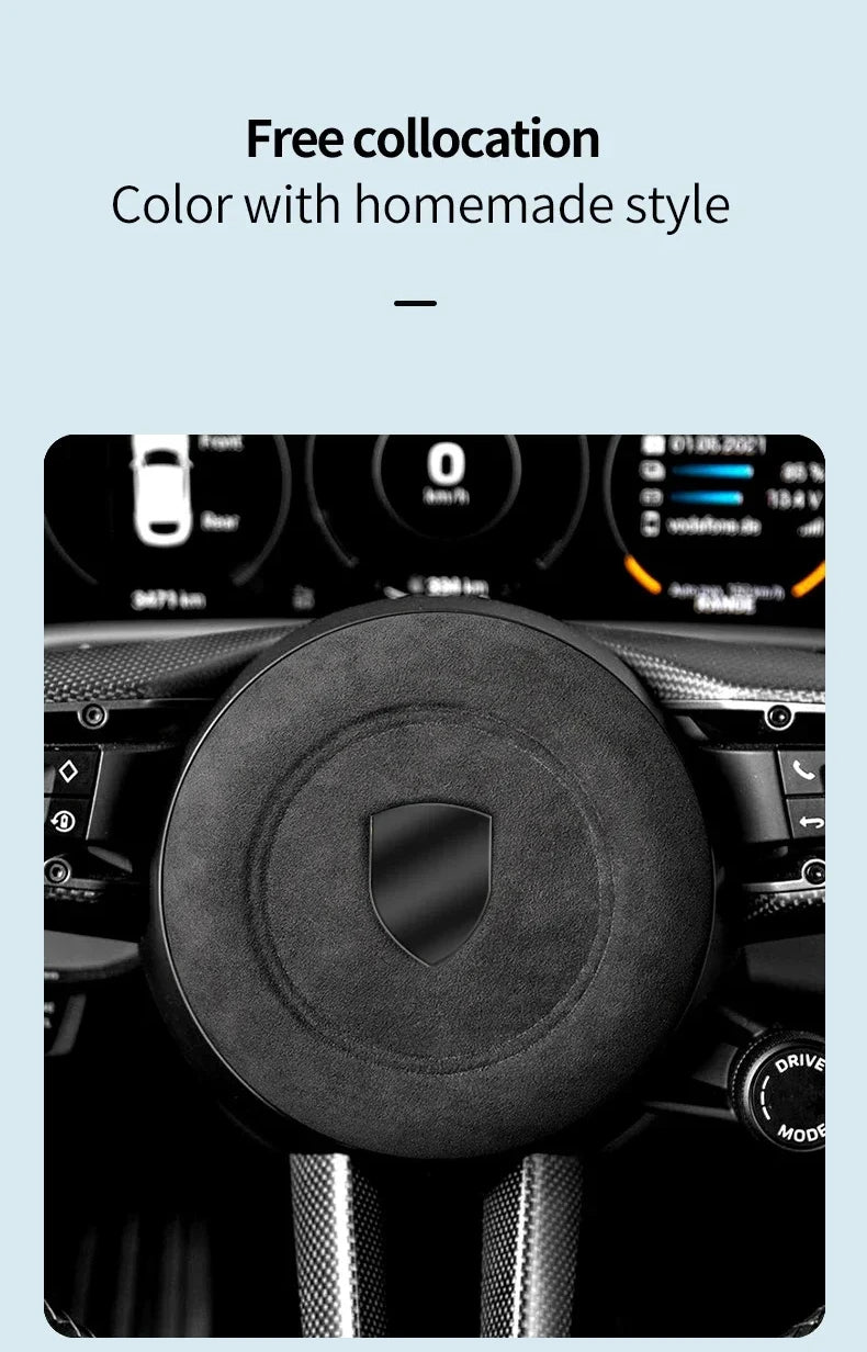 Car Steering Wheel Horn Cover Trim - Suede Interior Decorative Accessories - Delicate Leather