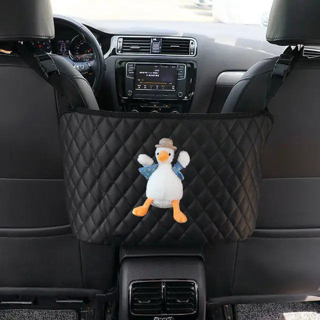 Car Storage Hanging Bag with Net Pockets - Perfect for Girls - Delicate Leather