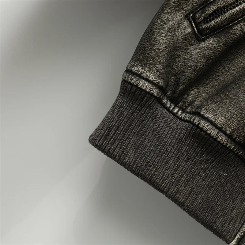 Women's 2024 New Vintage Imitation Leather Bomber Jacket Coat - Women's Style