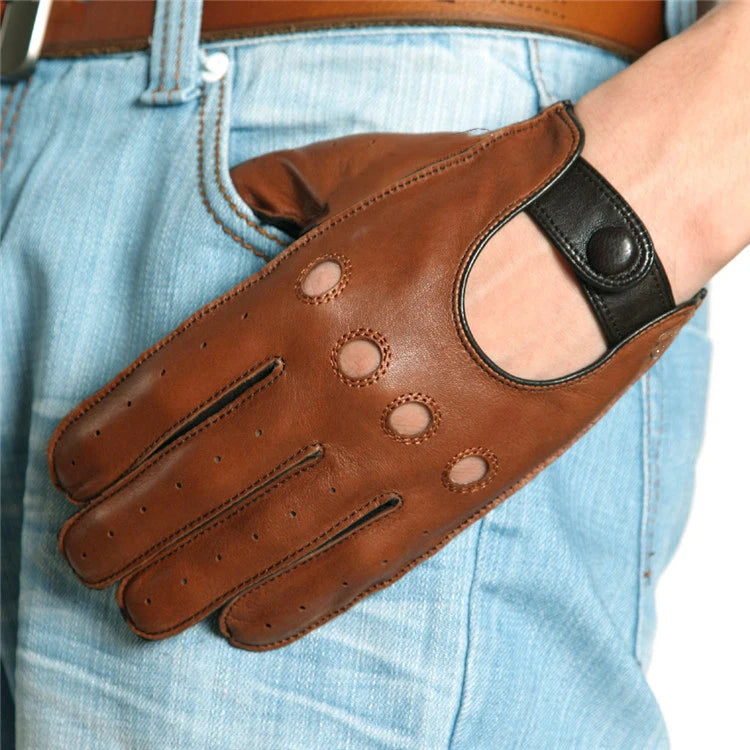 New Arrival Men's Goatskin Leather Full Finger Riding and Driving Gloves - Delicate Leather
