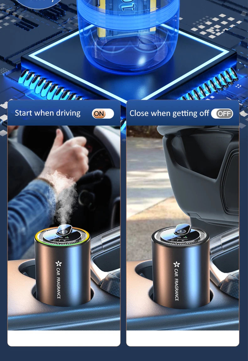 Car Aroma Diffuser with LED Starry Ambient Light - 50ml Cologne Perfume Air Freshener - Delicate Leather