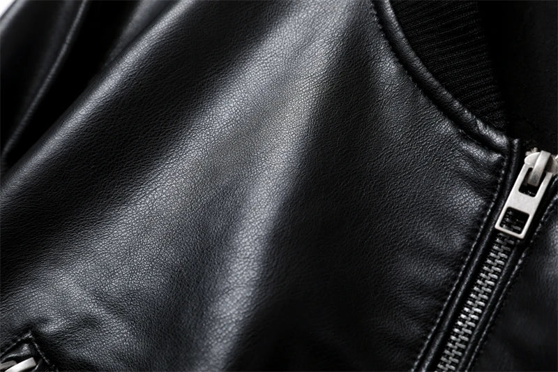 Women's 2024 New Vintage Imitation Leather Bomber Jacket Coat - Women's Style