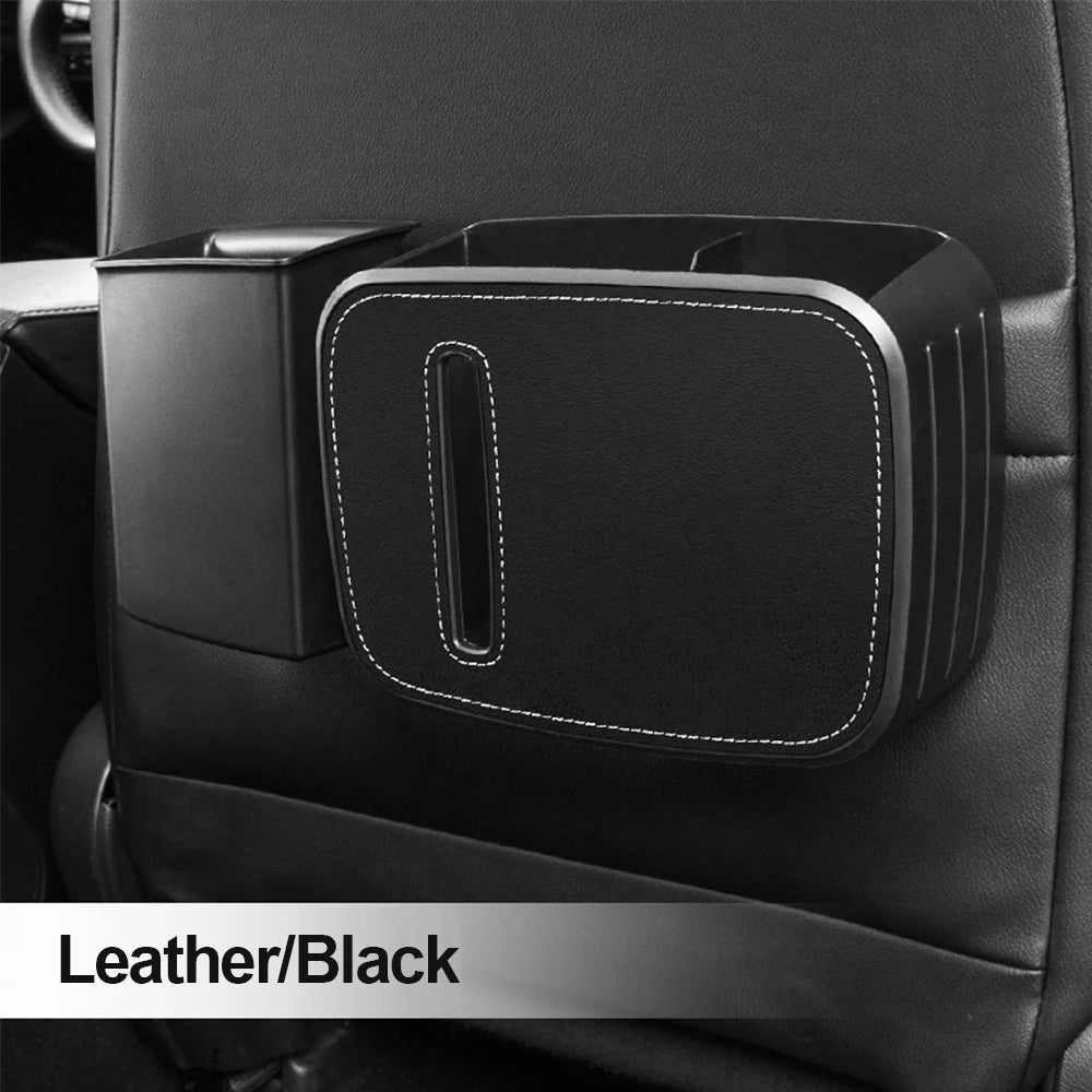 Car Seat Organizer - Back Rear Row Storage Box with Hook and Cup Holder, Custom Fit For Your Cars, Car Accessories - Delicate Leather