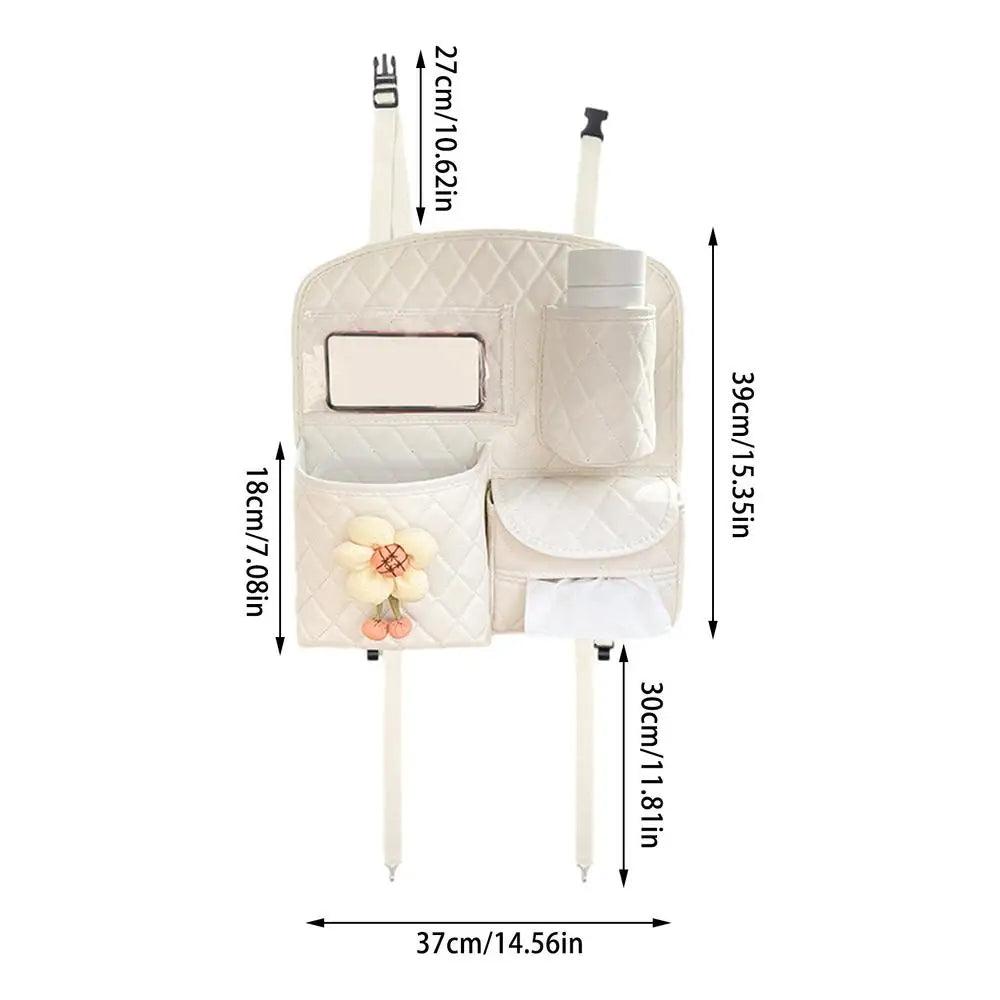 Car Rear Seat Organizer - Cute Multifunctional Backseat Organizer and Travel Accessories for Vehicle, Custom Fit For Your Cars, Car Accessories - Delicate Leather