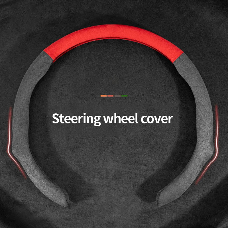Steering Wheel Cover - Refitted Soft Plush, Flexible Anti-Skid All-Wrapped Steering Protector - Delicate Leather