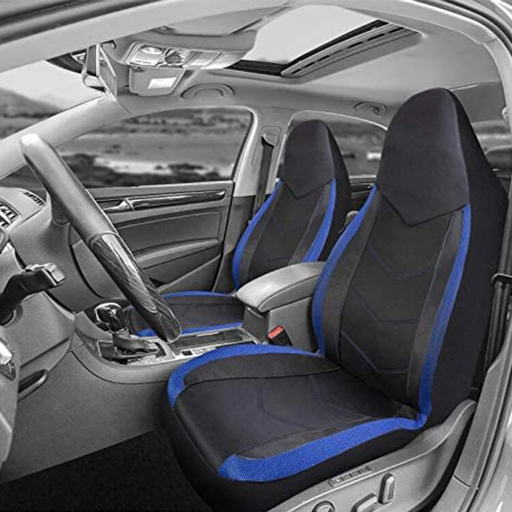 Sporty High Back Air Mesh Car Seat Covers - Airbag Compatible, Suitable for Most Cars, SUVs, Trucks, and Vans - Delicate Leather