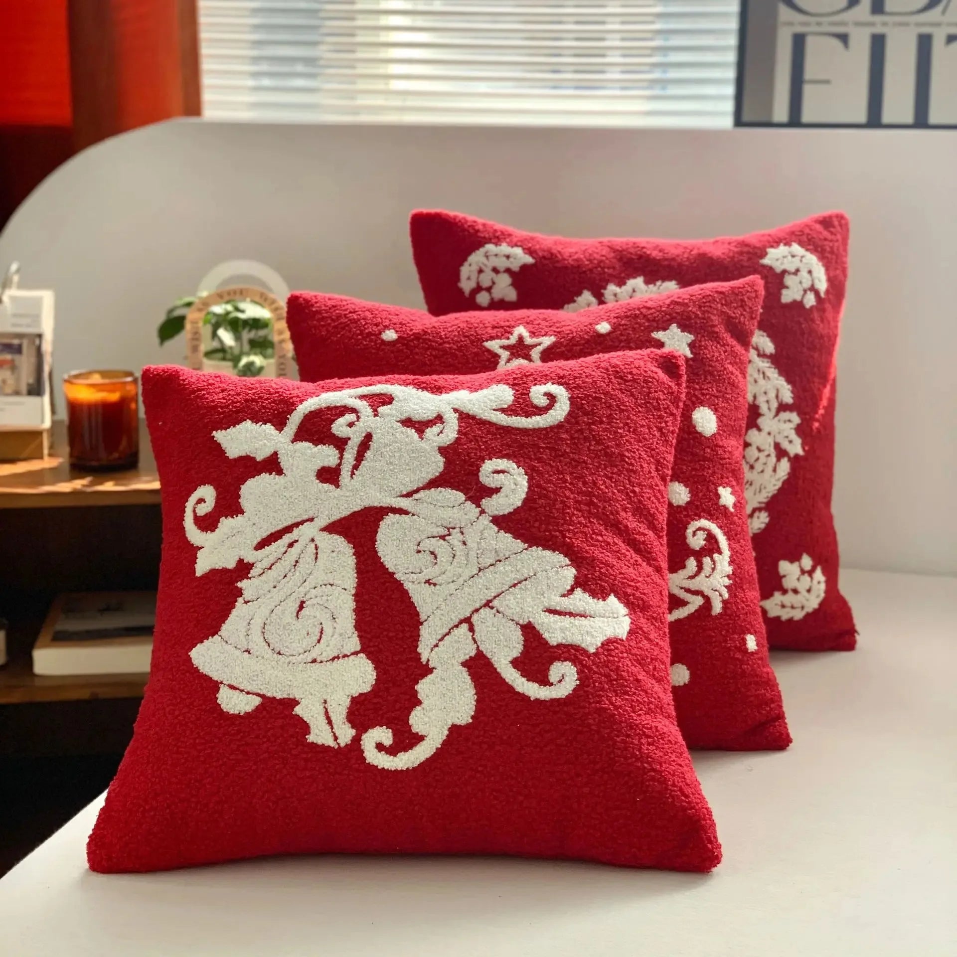 Merry Christmas Deer Snowflake Cushion Cover Headrest Pillow Case