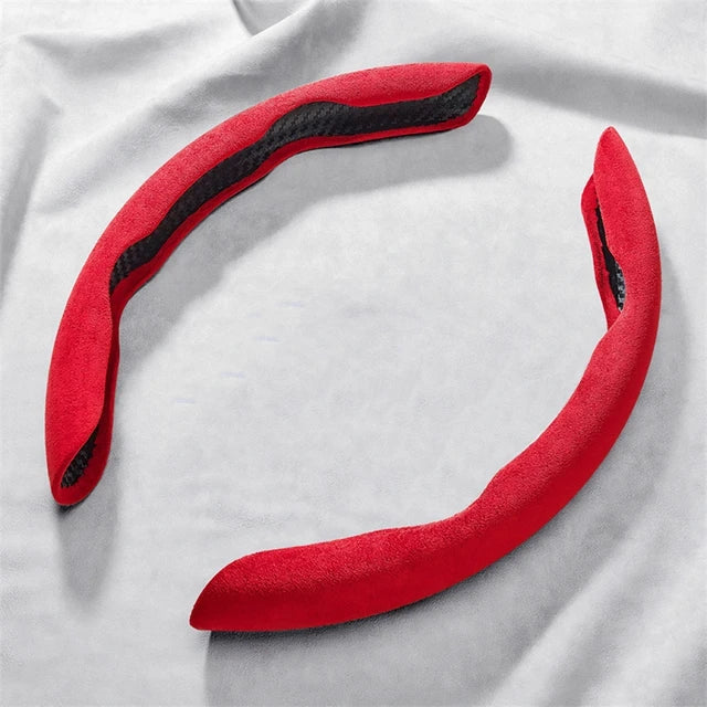 Suede Universal 38CM Car Steering Wheel Booster Cover - Non-Slip Auto Interior Steer Protector Decoration Accessories