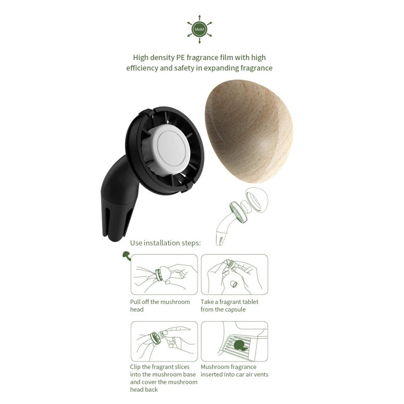 Creative Car Air Freshener Natural Solid Wood Mushroom Shape Car Perfume Auto Interior Accessories Perfume Diffuse Ornament Gift - Delicate Leather