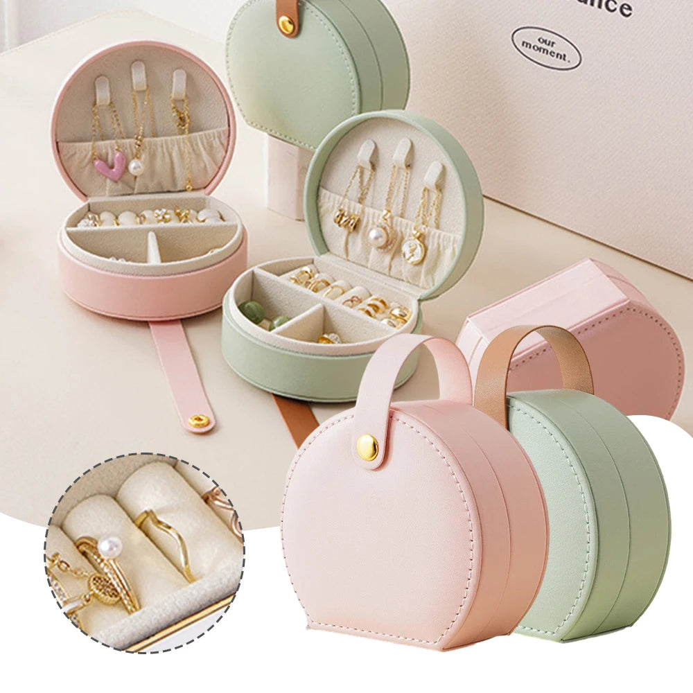 Mini Jewelry Organizer Display Travel Jewelry Case - Portable Handbag Jewelry Box Leather Storage - Delicate Leather