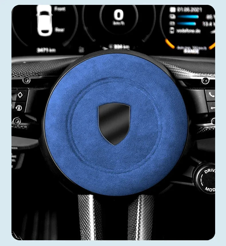 Car Steering Wheel Horn Cover Trim - Suede Interior Decorative Accessories - Delicate Leather