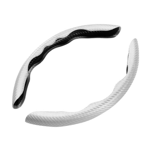 1Pair Carbon Fiber Leather Car Steering Cover - Universal Non-Slip Booster Cover
