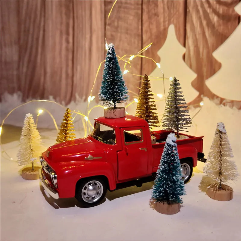2023 New Year Gifts Christmas Red Truck Ornaments Kids Toys Christmas Gifts Vintage Metal Car Xmas Calendar Train 2022 Navidad