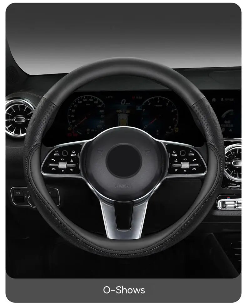 New Four Seasons Sweat-Absorbent Non-Slip Steering Wheel Cover (38cm) - Delicate Leather