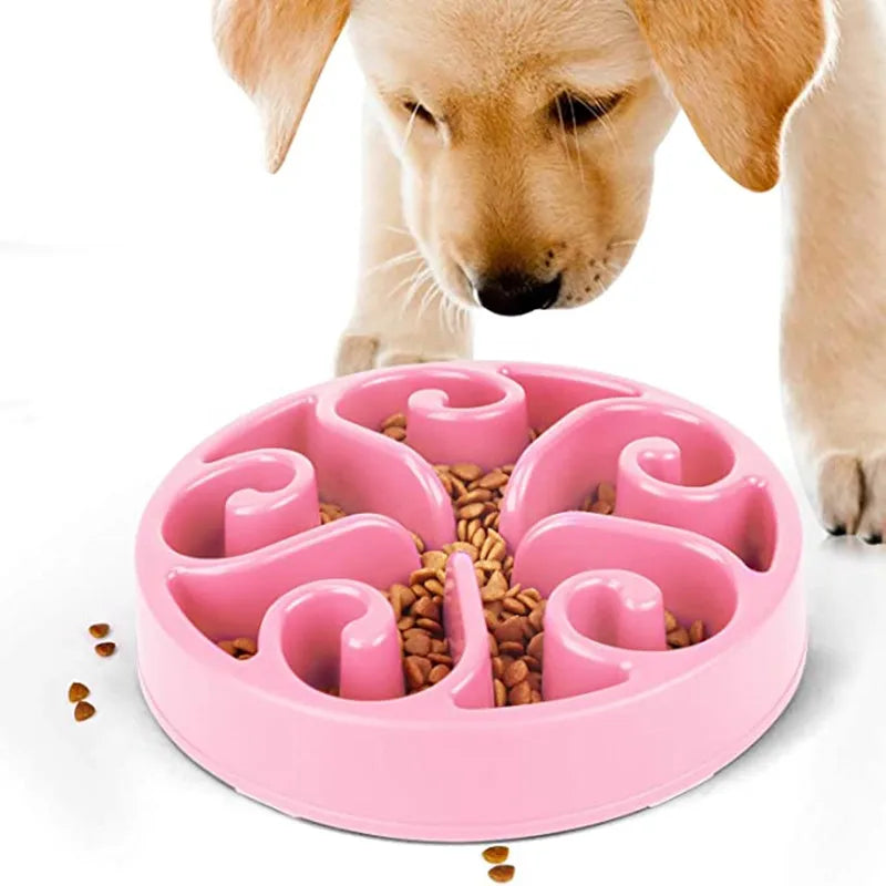 Pet Dog Slow Feeder Bowl Fun Non Slip Anti-Gulping Slower Food Feeding Dishes Eco Dog Bowl for Large Medium Small Dogs Puppy - Delicate Leather