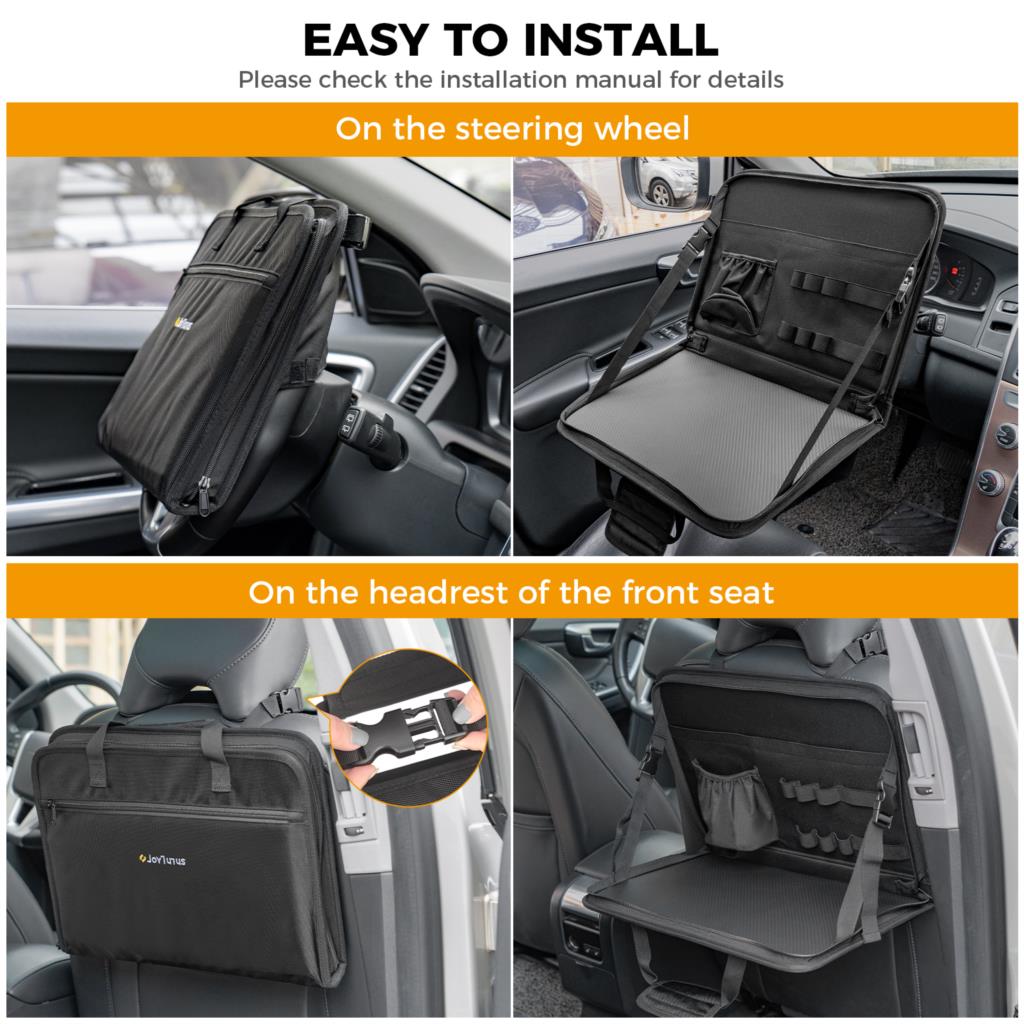 Universal Car Work Table Holder - Foldable Laptop Bag, Auto Steering Wheel Multifunction Table, Food Tray (36-40cm) Car Accessories - Delicate Leather