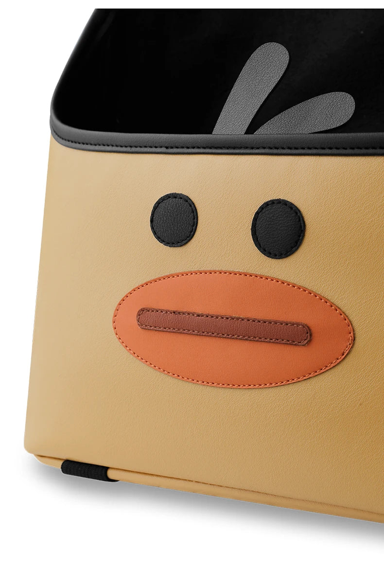 Car Organizer Storage Bag for Middle of Car Seat - Cartoon Cute Leather Material