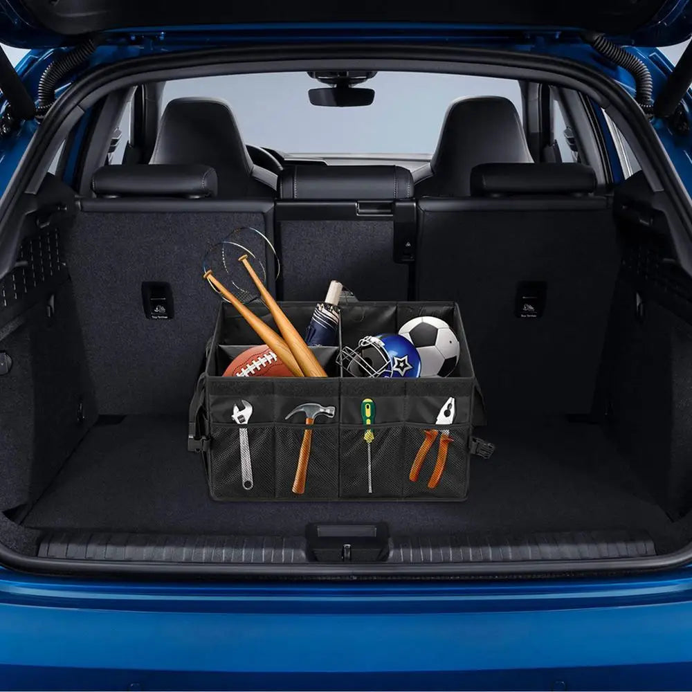 Car Trunk Storage Organizer - Waterproof Multi-Pocket Collapsible Cargo Storage Bag - Delicate Leather