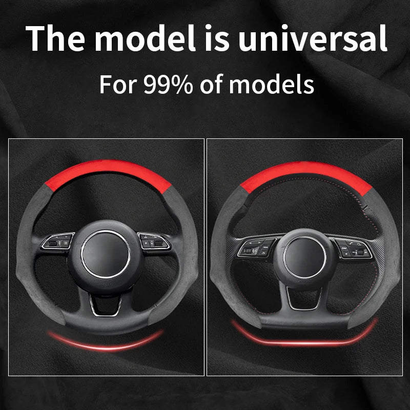 Steering Wheel Cover - Refitted Soft Plush, Flexible Anti-Skid All-Wrapped Steering Protector - Delicate Leather