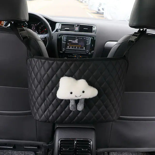 Car Storage Hanging Bag with Net Pockets - Perfect for Girls - Delicate Leather
