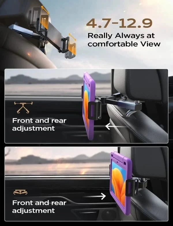 Car Headrest Tablet Mount Holder - 360 Degree Rotating for iPad Stand