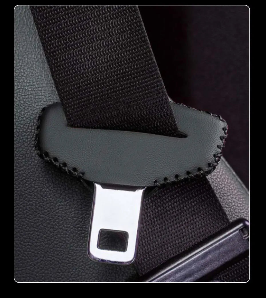 Leather Car Seat Belt Clip Extender Safety Seatbelt Lock Buckle Plug Cover - 2 Pack