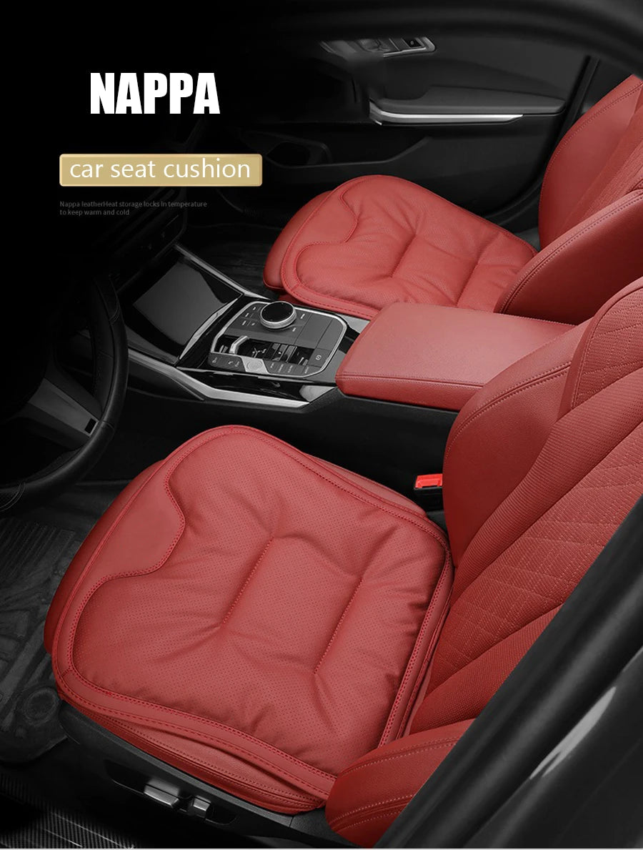 Car Seat Cushion for Driving - Breathable Non-Slip Bottom Comfort Car Seat Protector - Red - Delicate Leather
