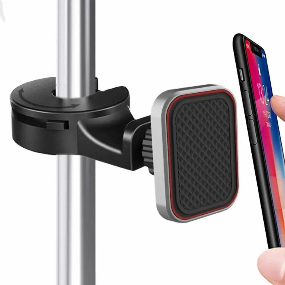 Car Headrest Hook with Magnetic Phone Holder - 360 Degree Rotating Car Rear Seat Phone Bracket and Purse Bag Hooks - Delicate Leather