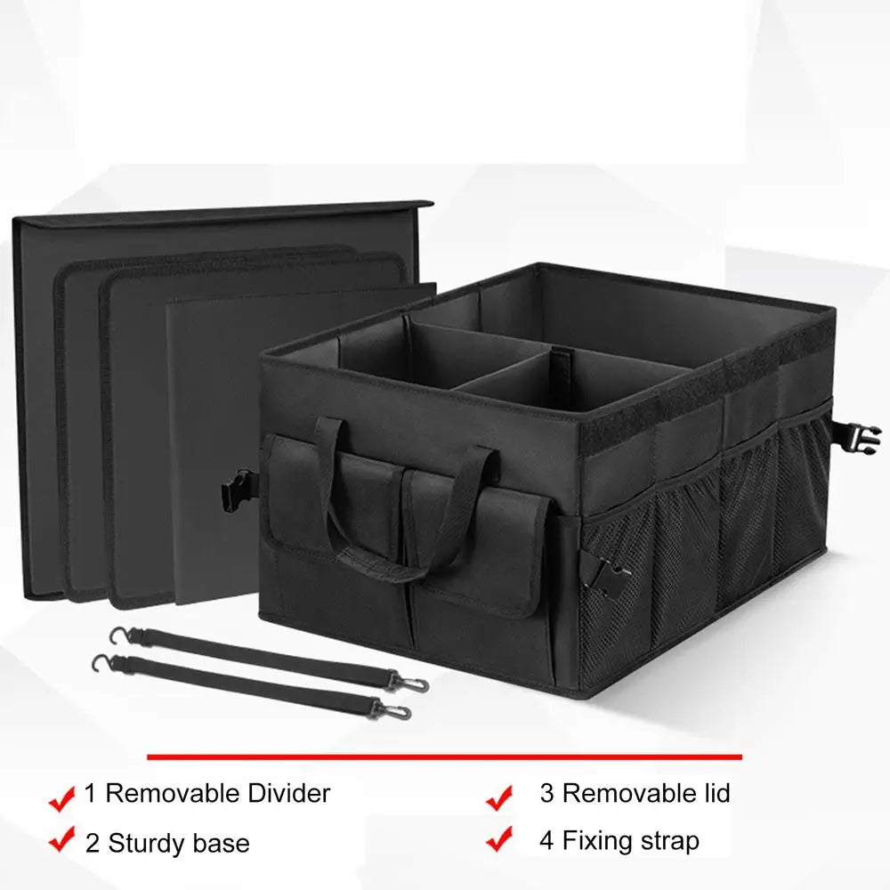 Car Trunk Storage Organizer - Waterproof Multi-Pocket Collapsible Cargo Storage Bag - Delicate Leather
