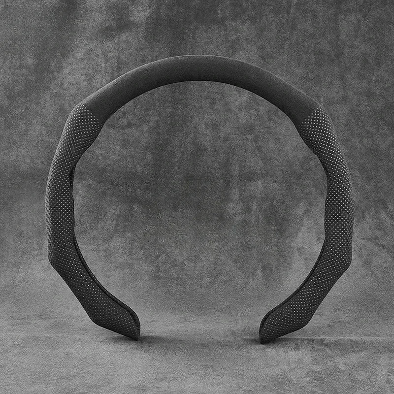 Car Texture Turned Fur Steering Wheel Cover - Delicate Leather