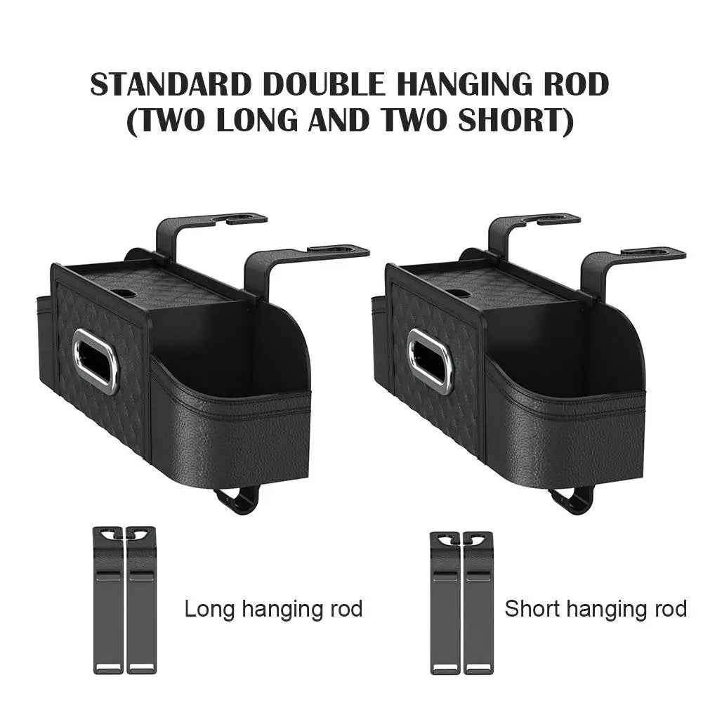 Car Storage Box - Multi-Functional Backseat Organizer with Tissue Box, Cell Phone Holder, and Cup Holder, Custom Fit For Your Cars, Car Accessories - Delicate Leather