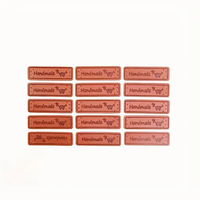 30pcs Brown PU Leather Handmade Label Tags for DIY Sewing Craft - Delicate Leather