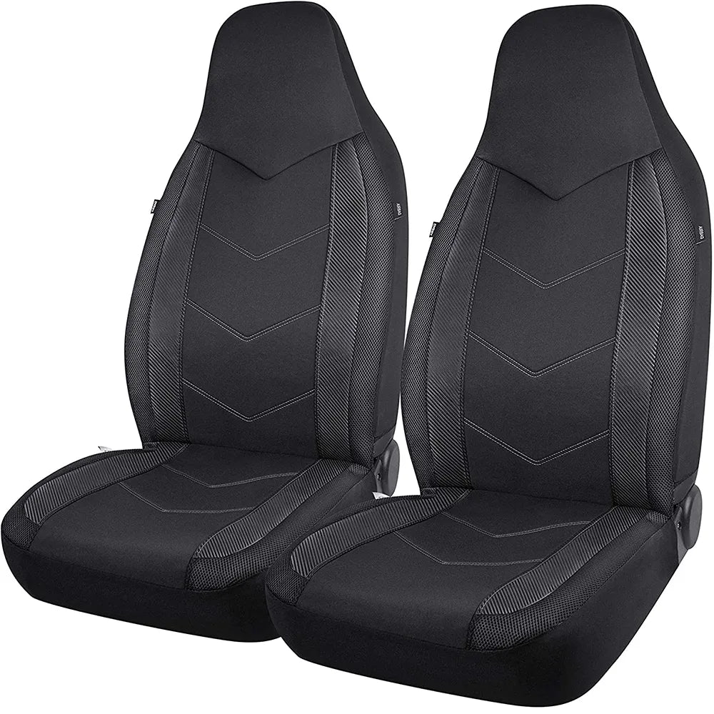 Sporty High Back Air Mesh Car Seat Covers - Airbag Compatible, Suitable for Most Cars, SUVs, Trucks, and Vans - Delicate Leather