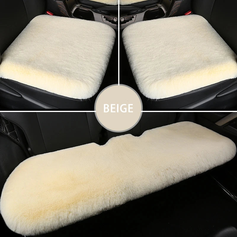 Plush Wool Fur Car Seat Covers -Winter Protection and Comfort for Your Vehicle's Interior - Delicate Leather