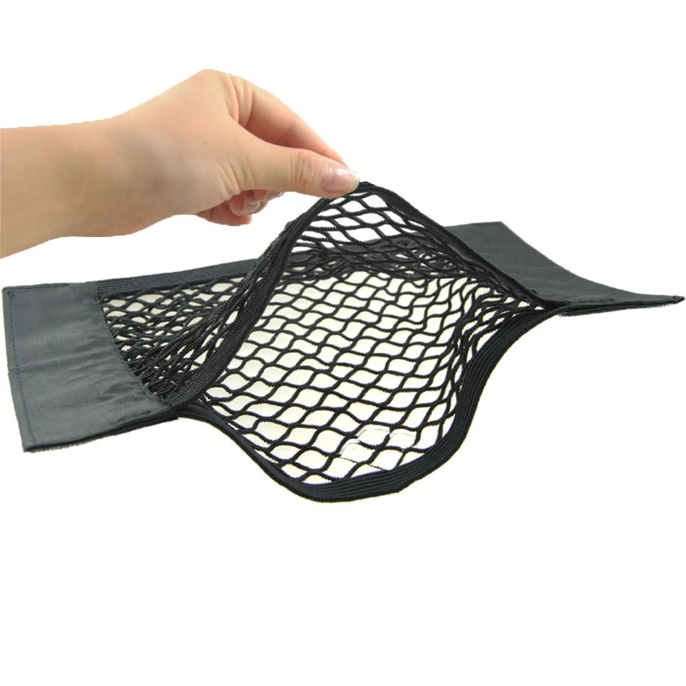 Car Back Rear Elastic Net Mesh Pocket Trunk Paste Fixed Storage Bag - Delicate Leather