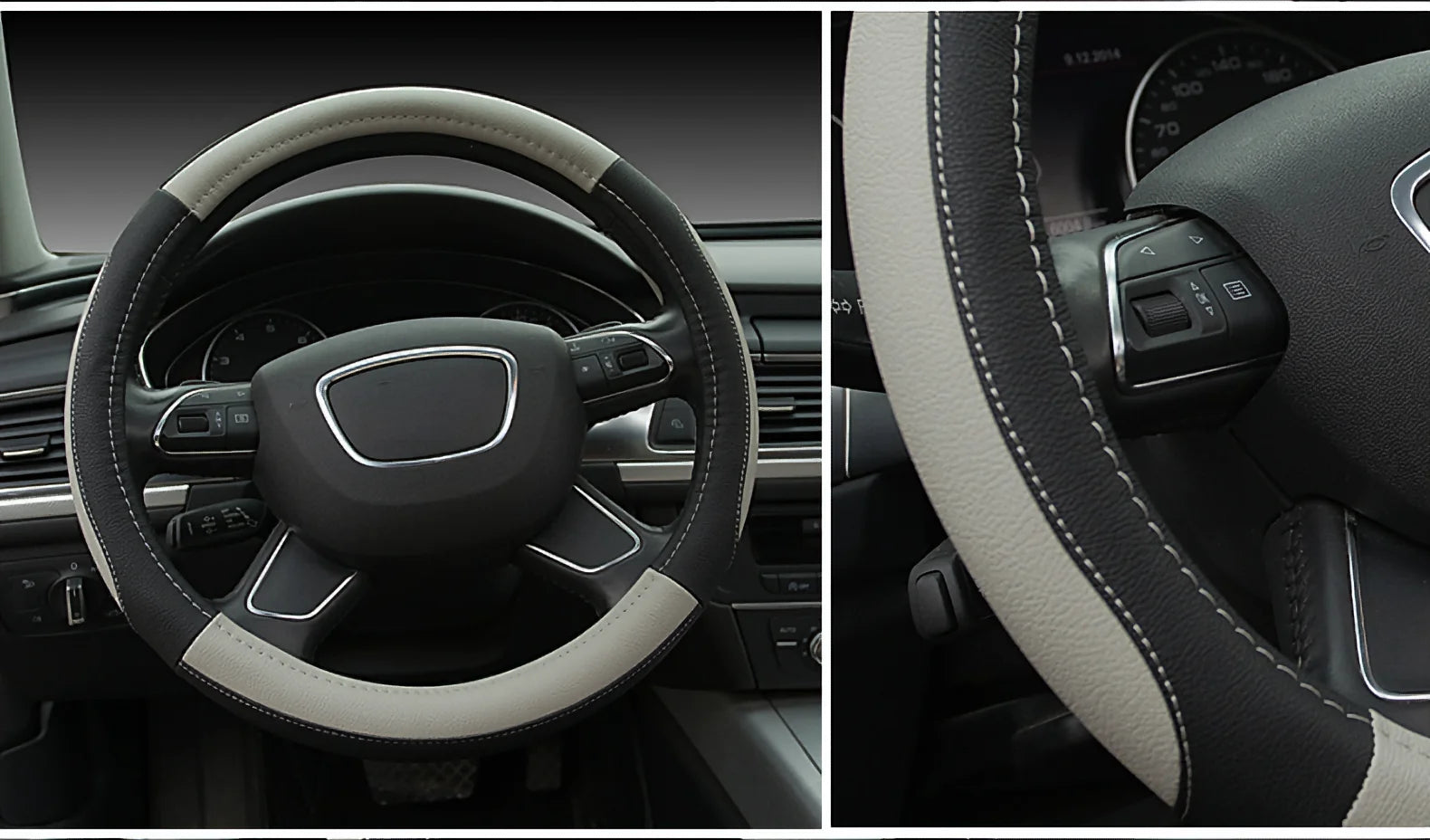 Moto Car Anti-Slip Leather Steering Wheel Cover - Universal Car Steering Wheel Protective Cover - Fashion Style - 38cm - Delicate Leather