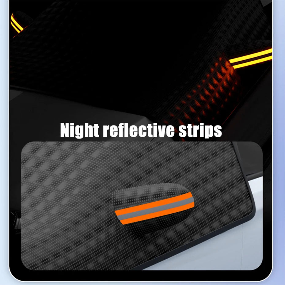 Car Windshield Cover - Waterproof Snow Shield, Winter Outdoor Sunshield Half Protector for Cars, SUVs, and Commercial Vehicles - Delicate Leather