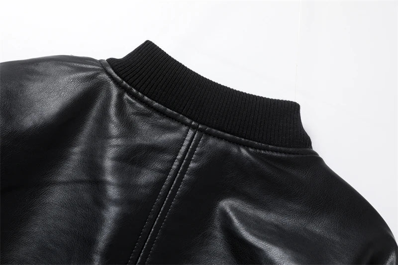 Women's 2024 New Vintage Imitation Leather Bomber Jacket Coat - Women's Style