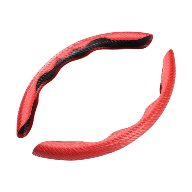 1Pair Carbon Fiber Leather Car Steering Cover - Universal Non-Slip Booster Cover